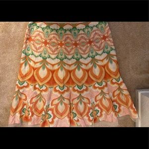 TAHARI Floral Linen Skirt Size 10